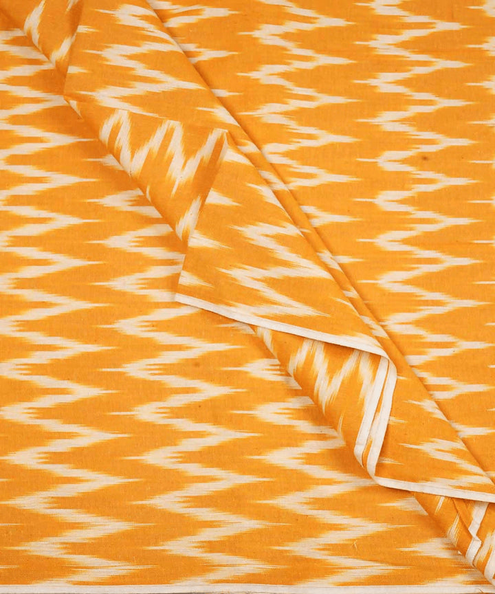 Amber yellow handwoven cotton ikat pochampally fabric