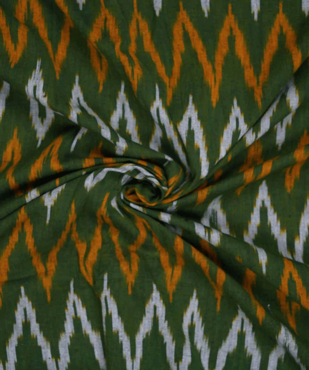 Moss green handwoven cotton ikat pochampally kurta material