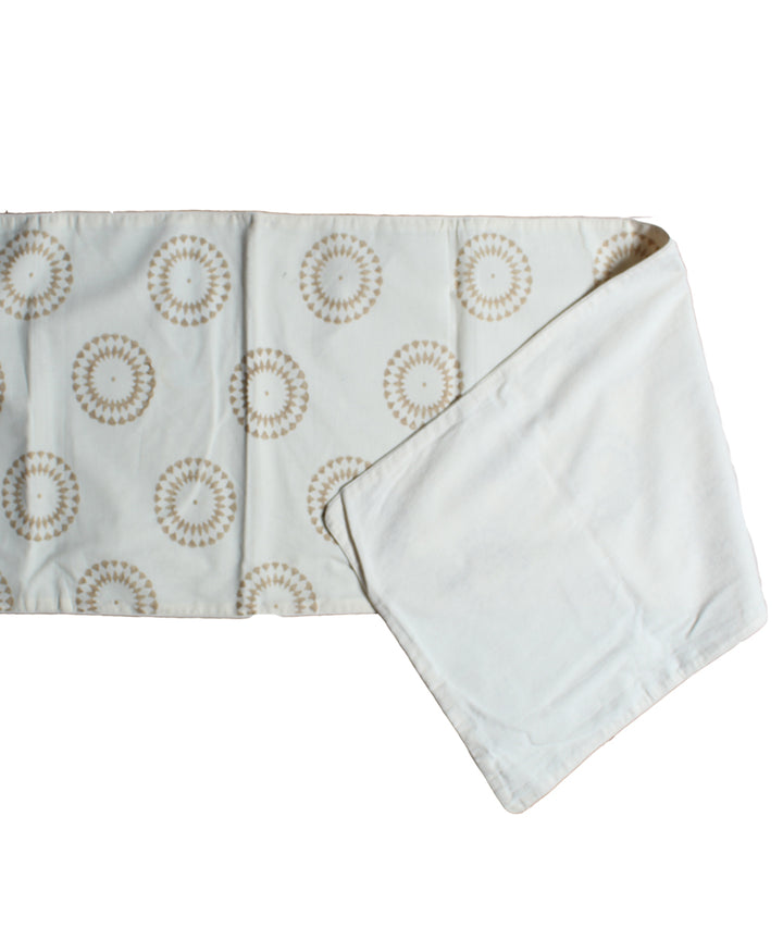 White hand printed cotton table mat set of 2