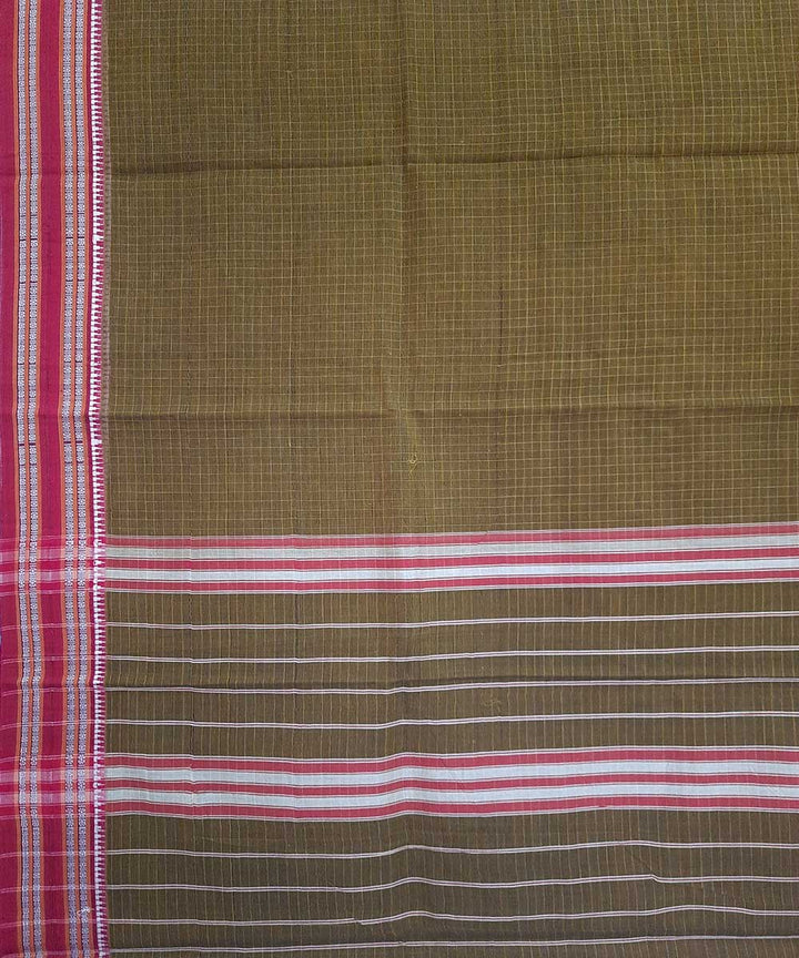 Olive green handwoven narayanpet cotton saree (9 meter)