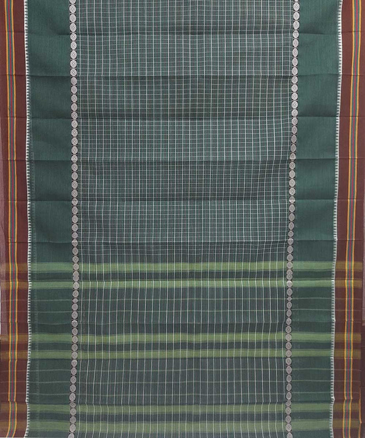 Cyan green handwovne narayanpet cotton saree