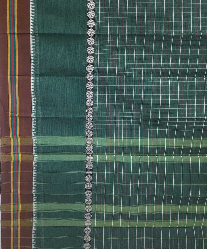 Cyan green handwovne narayanpet cotton saree