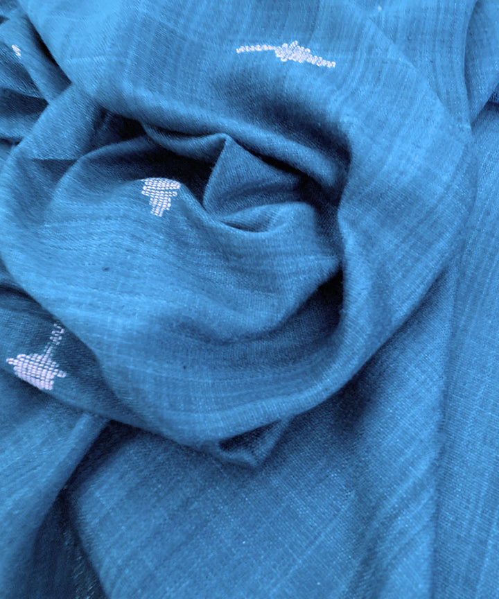 Cerulean blue handwoven bamboo and silk scarf