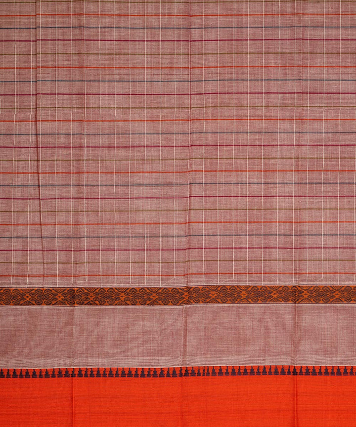 Peach and orange cotton handwoven narayanapet saree