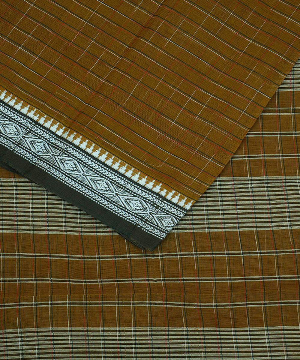 Brown blue cotton handwoven narayanapet saree