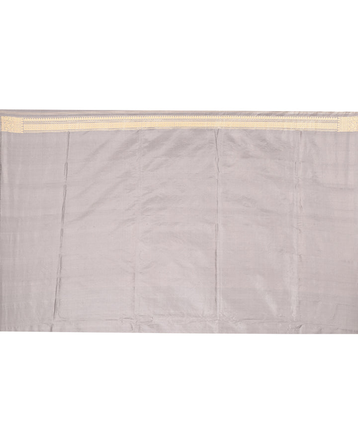 Light grey handwoven banarasi silk saree