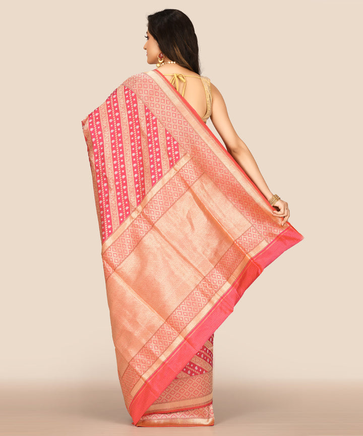 Pink handwoven banarasi silk saree