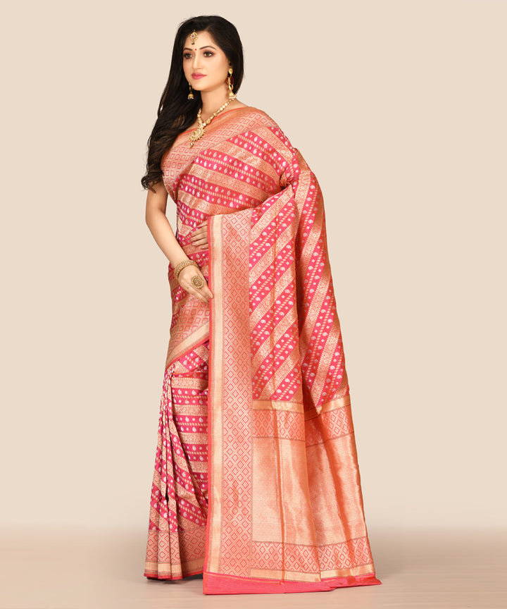 Pink handwoven banarasi silk saree