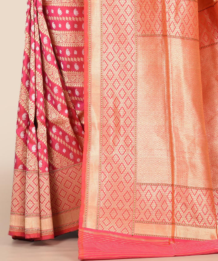 Pink handwoven banarasi silk saree