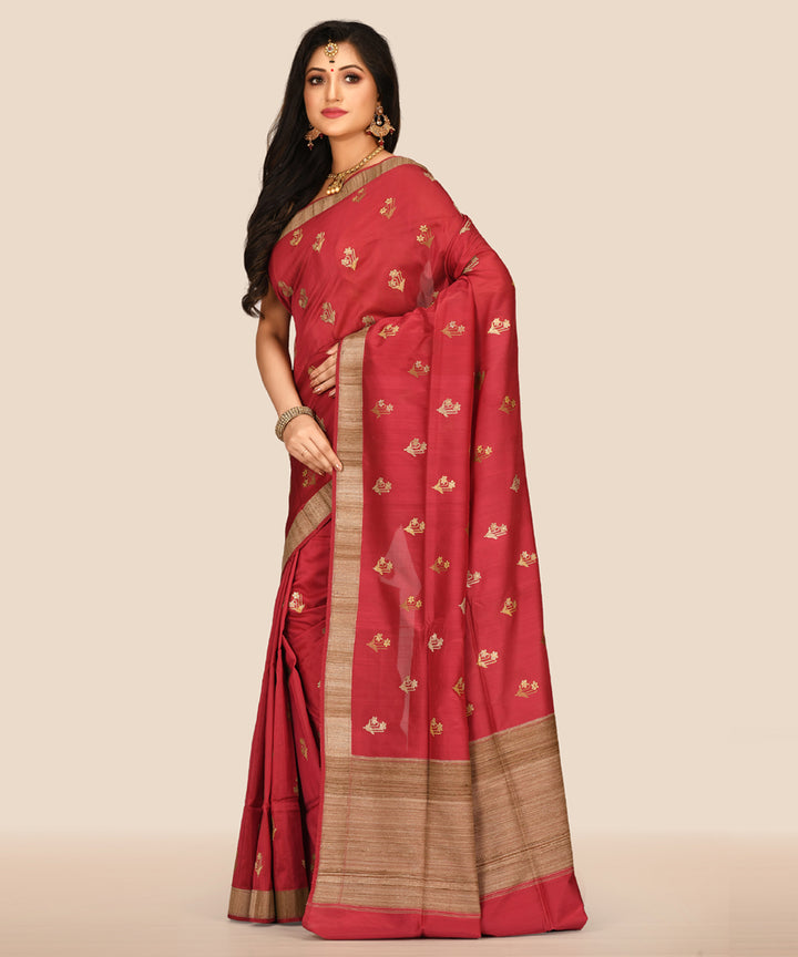 Red handloom banarasi silk saree