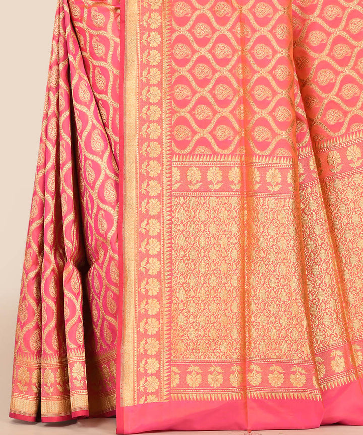 Pink handwoven banarasi silk saree