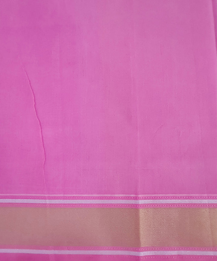 Pink handwoven cotton silk banarasi saree with zari