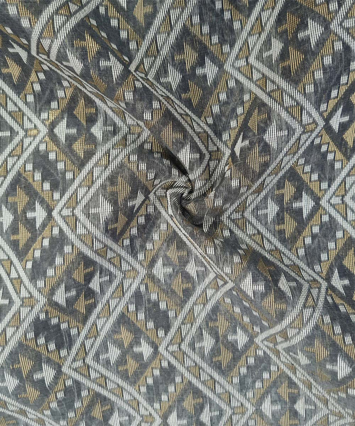 Stone grey handwoven cotton silk banarasi saree with zari