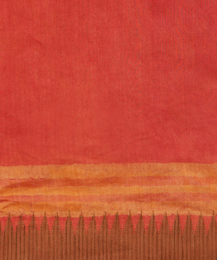Light orange gheecha border cotton silk handblock dabu print sari