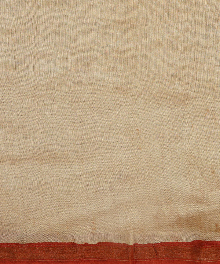 Orange cotton silk handblock dabu print sari
