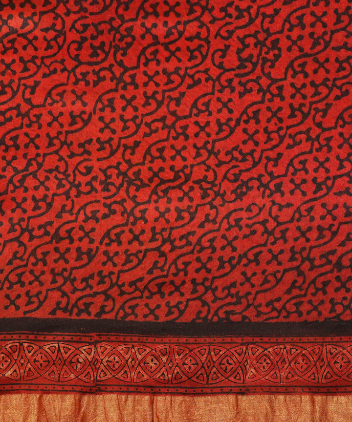 Multicolor ajrakh cotton silk ajrakh sari