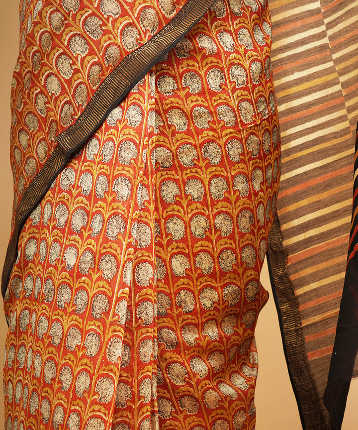 Multicolor cotton silk hand block dabu print sari
