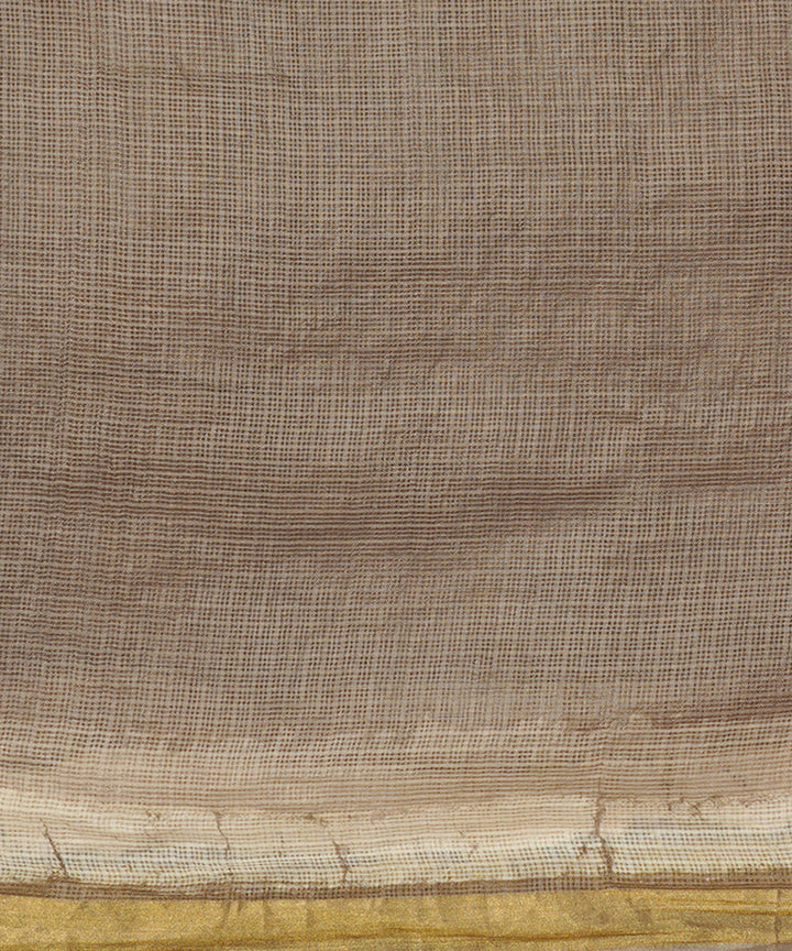 Grey cotton silk handblock dabu print sari