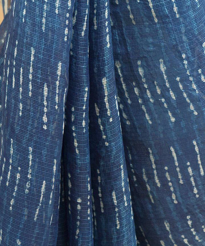 Indigo silk handblock dabu printed sari