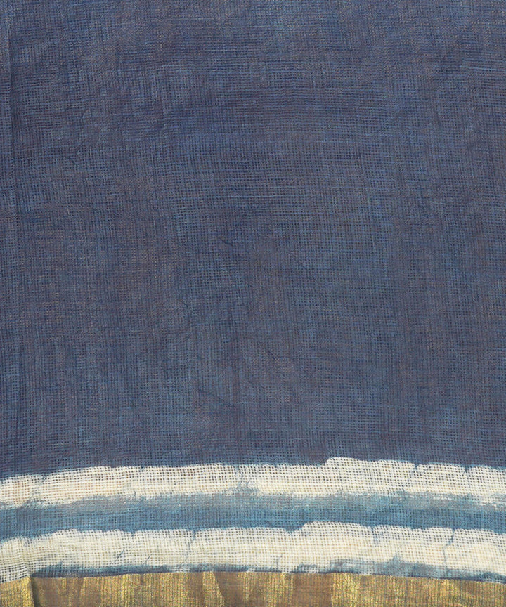 Indigo silk handblock dabu printed sari