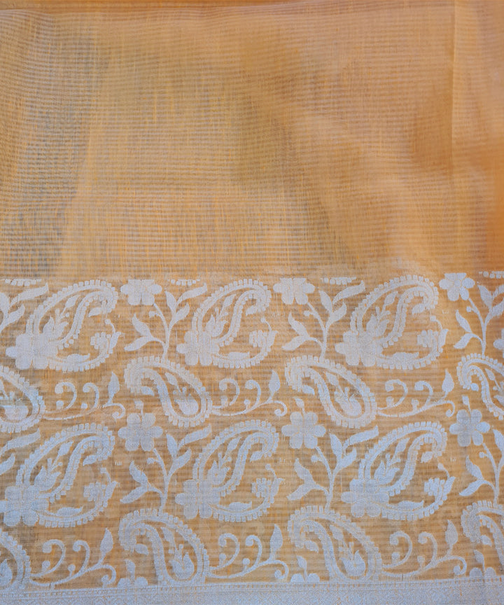 Orange handwoven banarasi silk saree