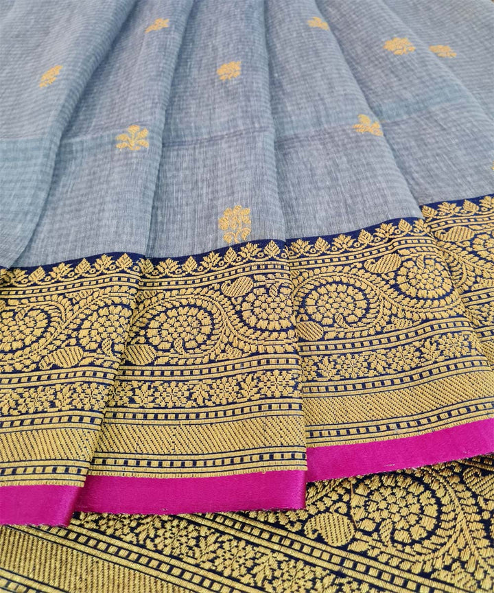 Grey handwoven banarasi silk saree