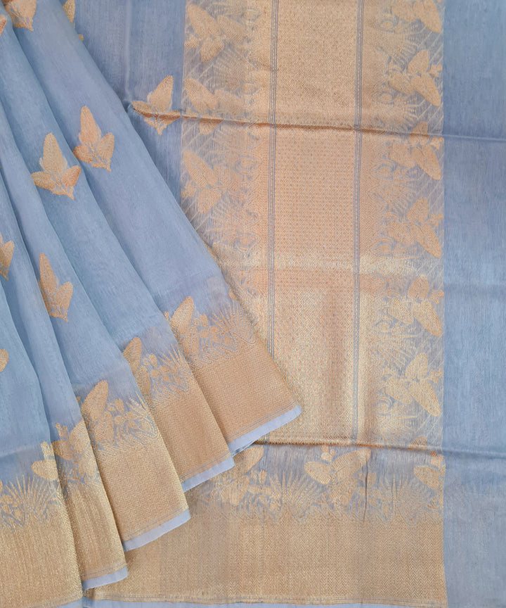 Grey handloom banarasi silk saree