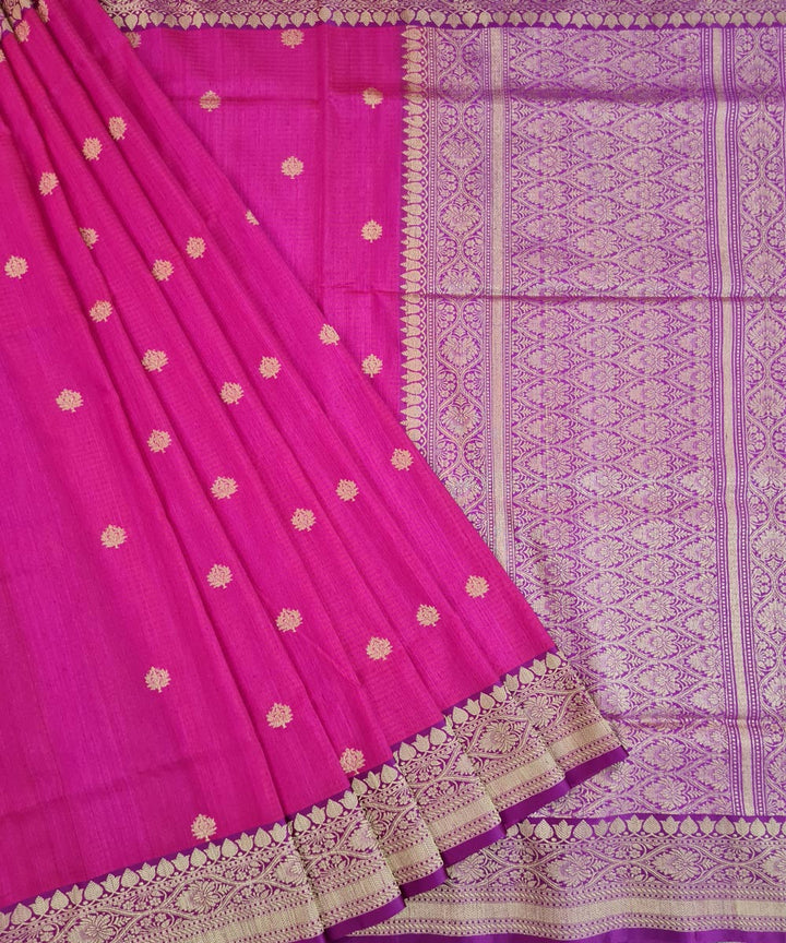 Pink handwoven banarasi silk saree