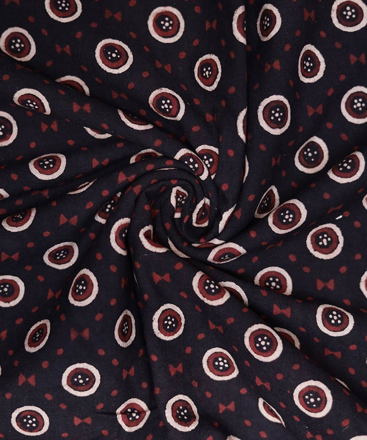 Black and white natural dye hand block printed cotton fabric