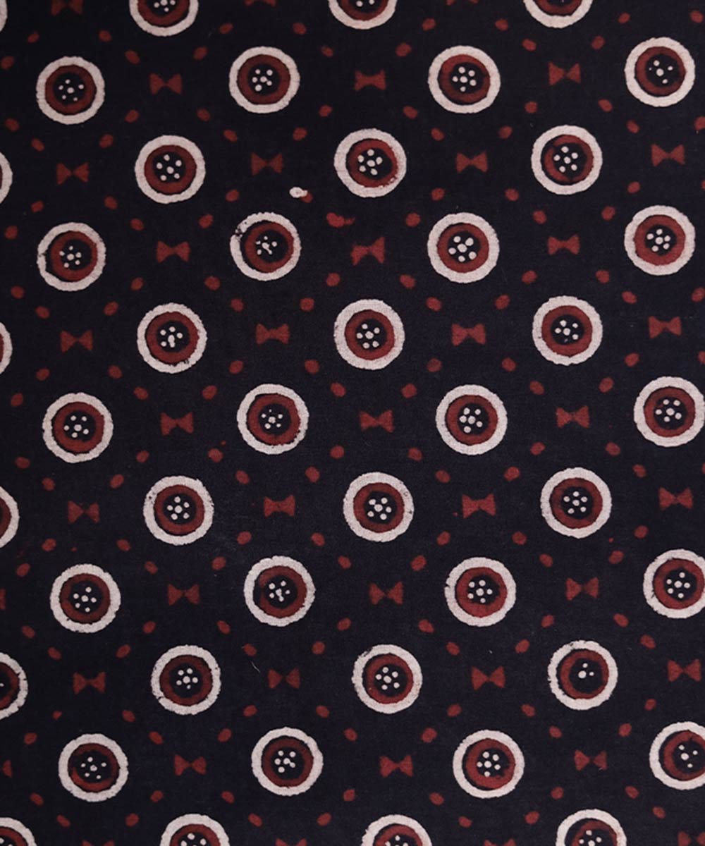 Black and white natural dye hand block printed cotton fabric