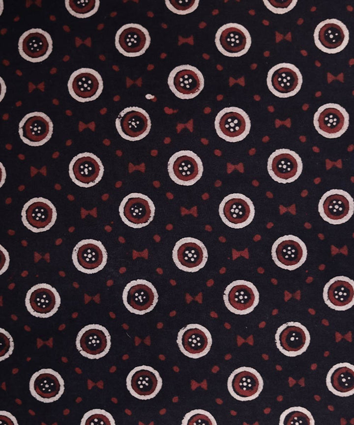 Black and white natural dye hand block printed cotton fabric