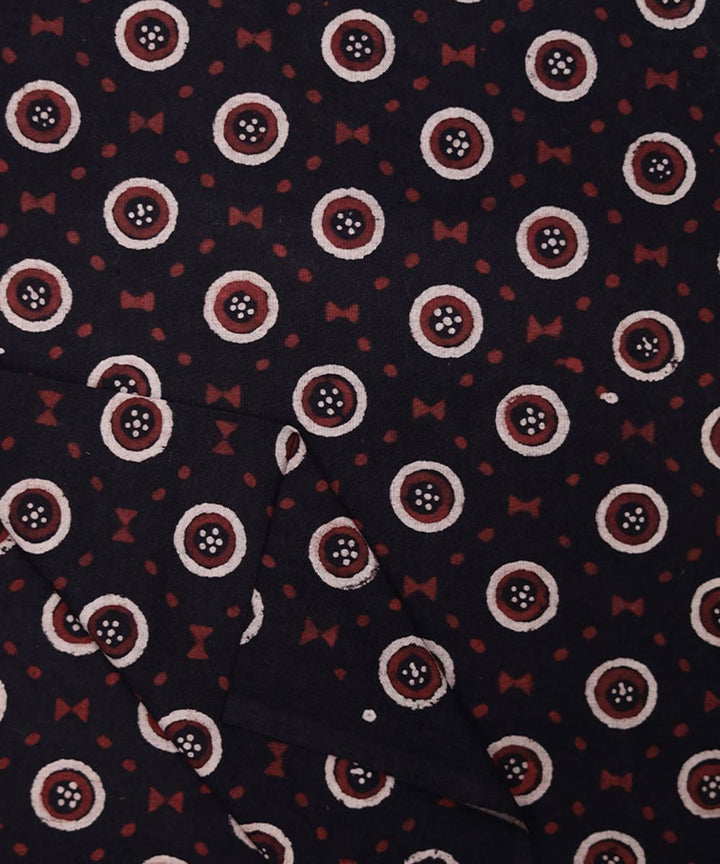 Black and white natural dye hand block printed cotton fabric