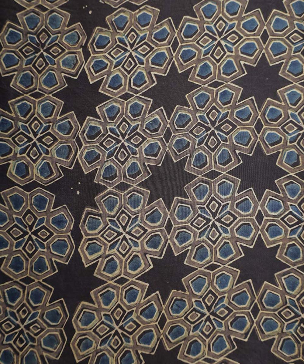 Brown hand block print ajrakh modal fabric
