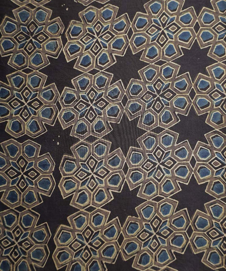 Brown hand block print ajrakh modal fabric
