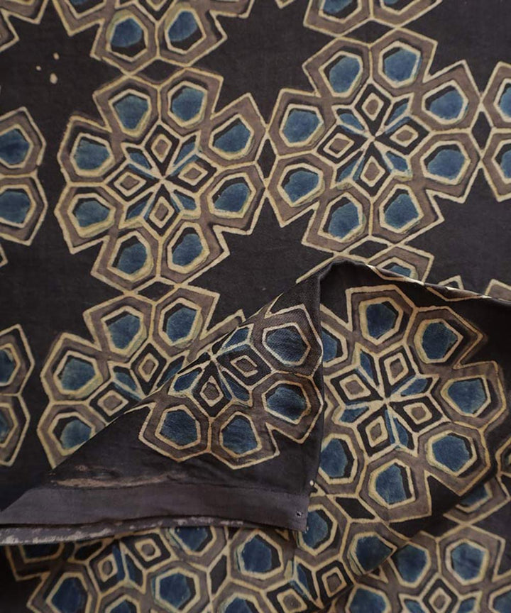 Brown hand block print ajrakh modal fabric