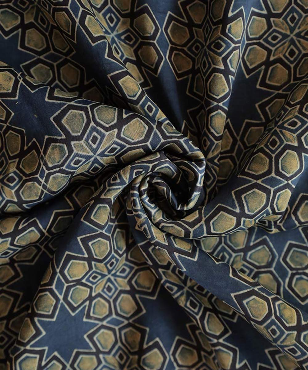 Indigo handblock print ajrakh modal fabric