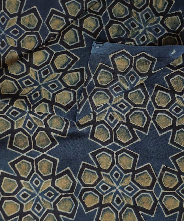 Indigo handblock print ajrakh modal fabric