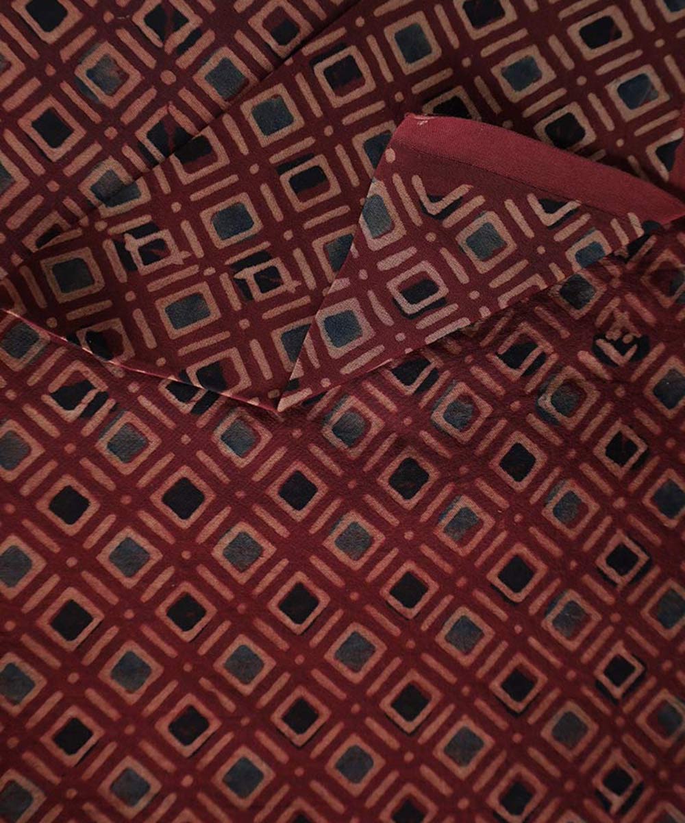 Red hand block print modal fabric