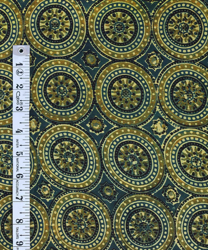 Mustard green hand block print modal fabric