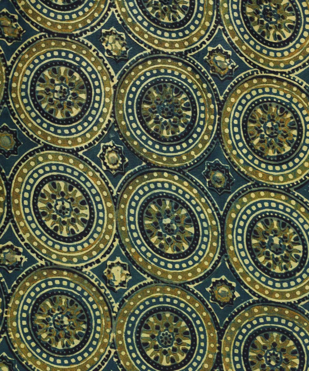 Mustard green hand block print modal fabric