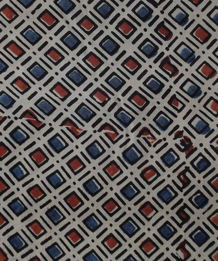 Light checks block printed modal fabric