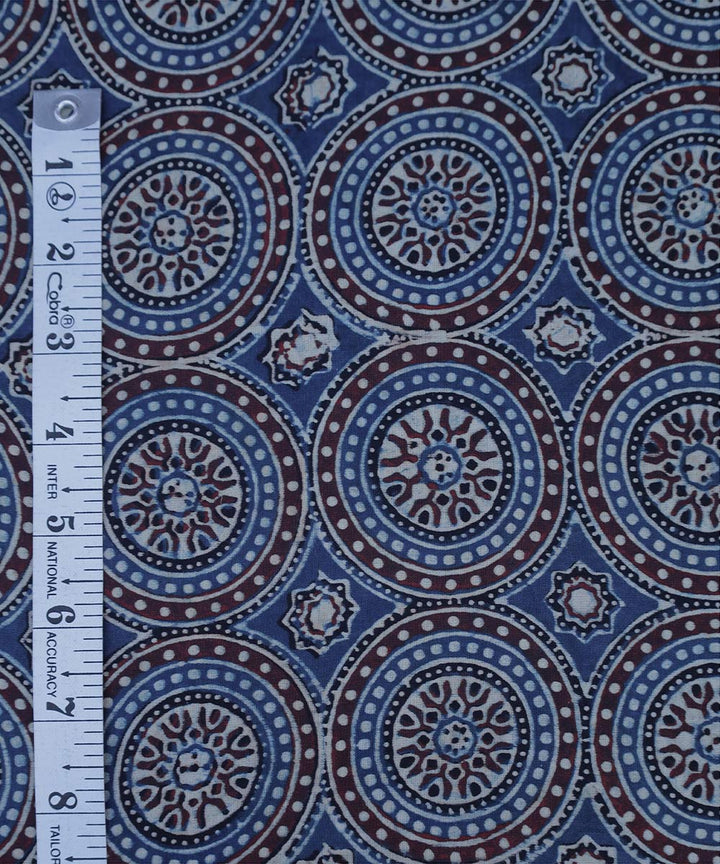 Indigo traditional flowers block printed modal fabric