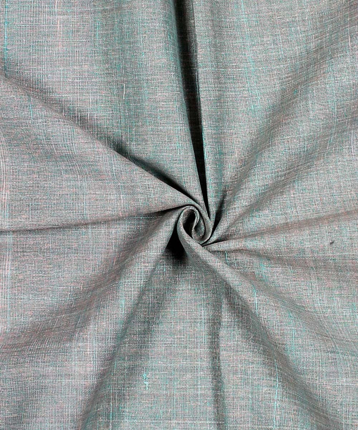 Dual shade green cream handspun handwoven cotton fabric