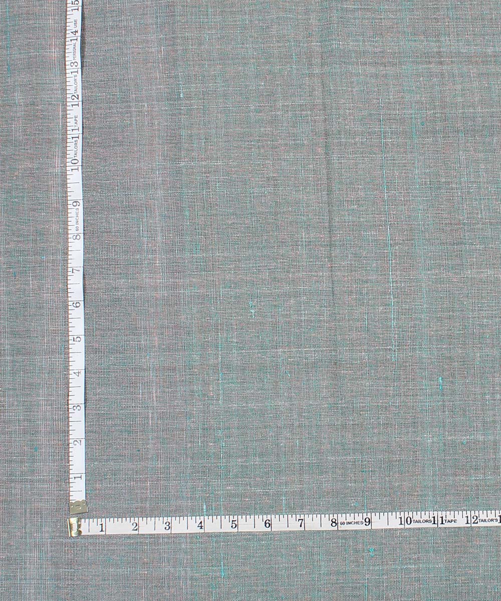 Dual shade green cream handspun handwoven cotton fabric