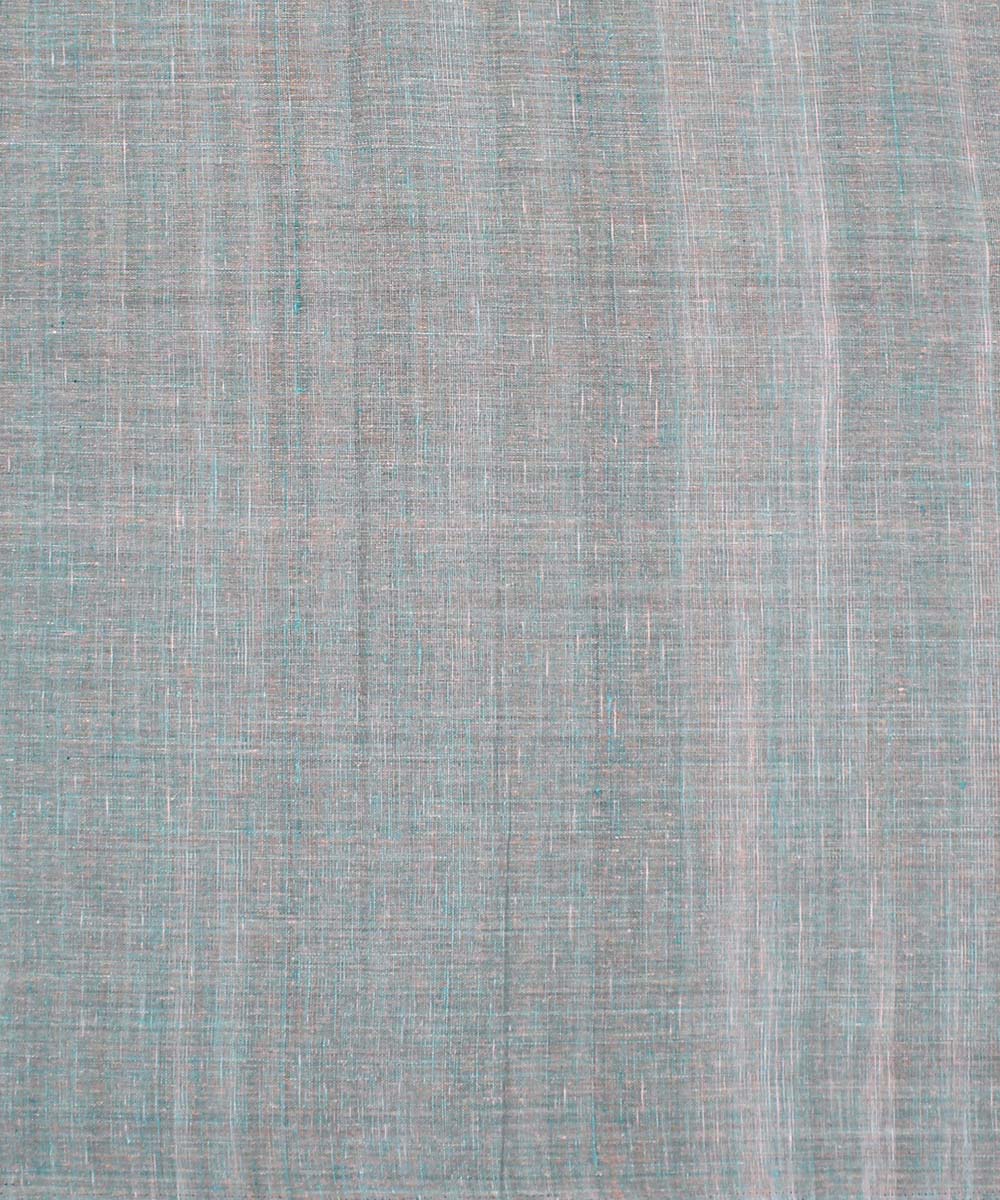 Dual shade green cream handspun handwoven cotton fabric