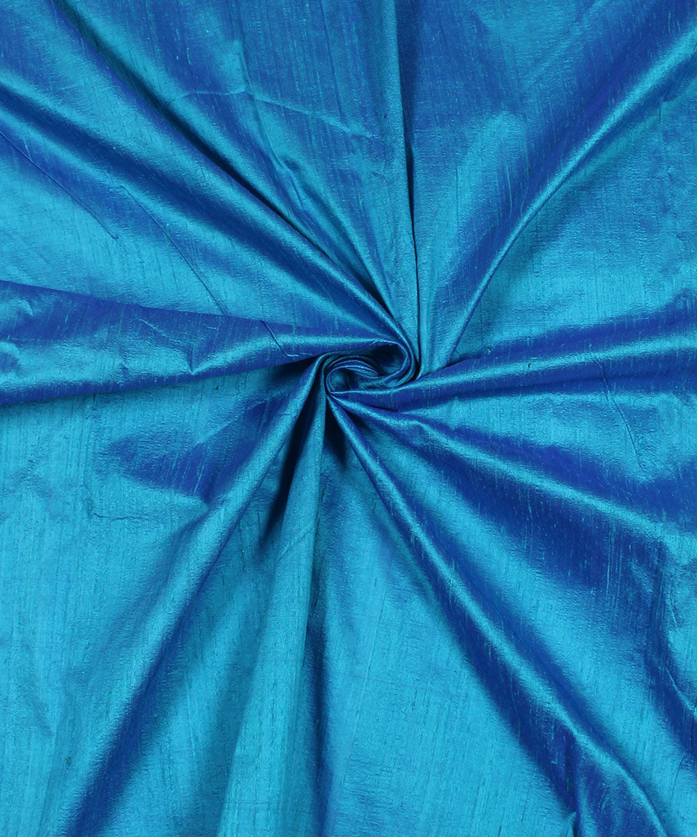 Blue handspun handwoven raw silk fabric