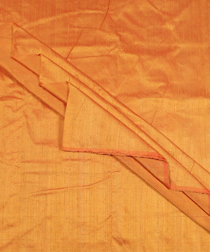 Dual shade orange yellow handspun handwoven raw silk fabric