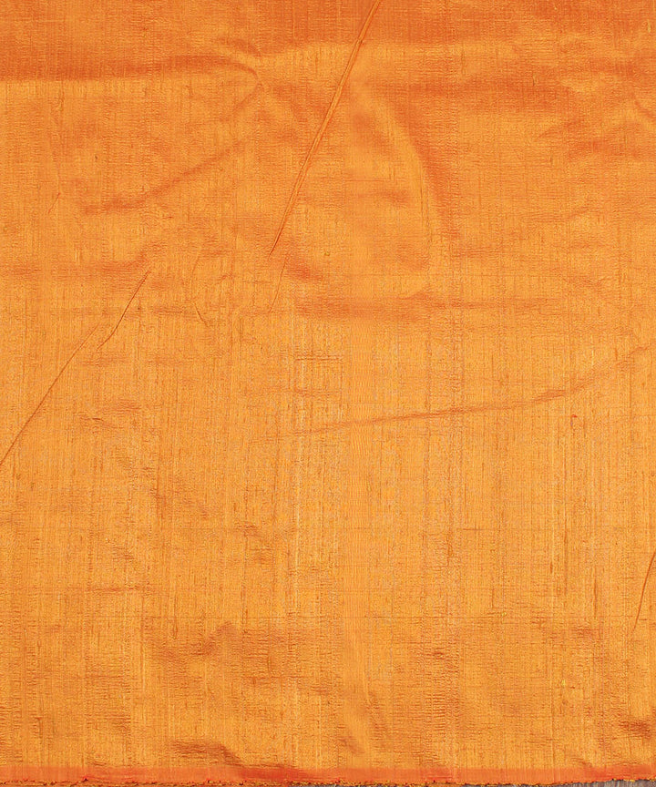 Dual shade orange yellow handspun handwoven raw silk fabric