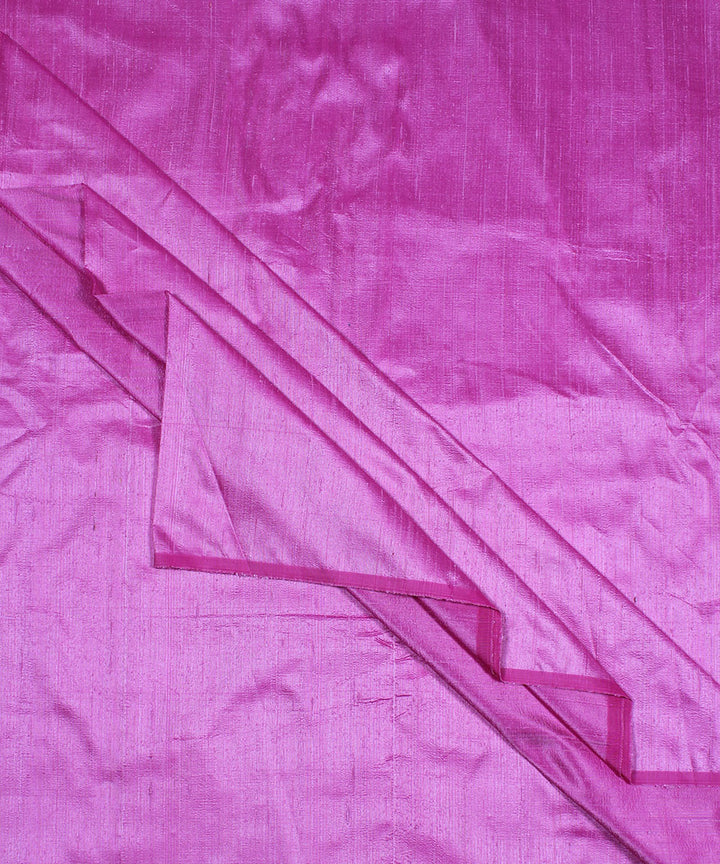 Dual shade pink white handspun handwoven raw silk fabric