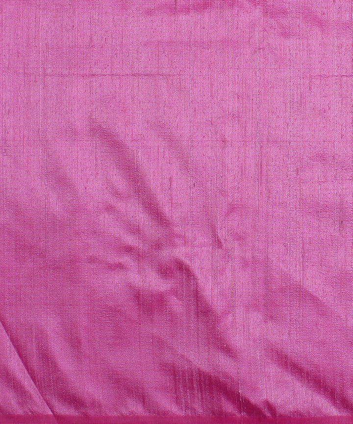 Dual shade pink white handspun handwoven raw silk fabric